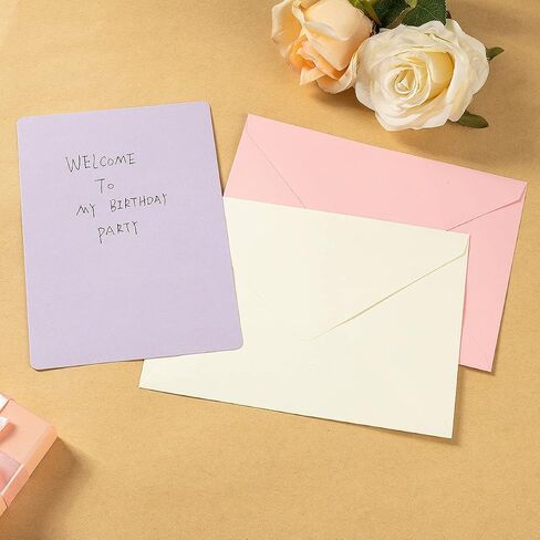 A7 Colorful Envelopes and Blank Cards 24 Pieces A7 Envelopes and 24 Pieces 5x7 Cream Color Flat Cards for Weddings, Invitations, Birthday, Baby Shower (Cream Color) in Saudi Arabia