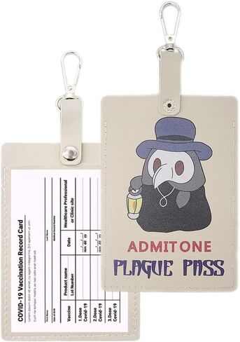 3.3 x 4.4 Cute CDC Vaccine Card Holder, Funny Cartoon Leather ID Card Protector PU Leather Waterproof Name Tags Badge Card Holders with Transparent Window (A) in Saudi Arabia