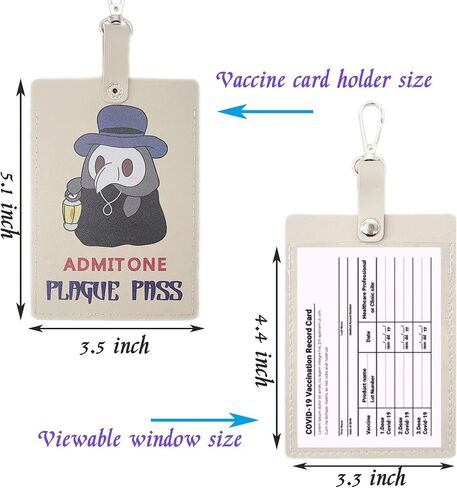 3.3 x 4.4 Cute CDC Vaccine Card Holder, Funny Cartoon Leather ID Card Protector PU Leather Waterproof Name Tags Badge Card Holders with Transparent Window (A) in Saudi Arabia