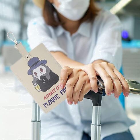 3.3 x 4.4 Cute CDC Vaccine Card Holder, Funny Cartoon Leather ID Card Protector PU Leather Waterproof Name Tags Badge Card Holders with Transparent Window (A) in Saudi Arabia