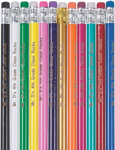 Fun Express Personalized Pencils Bulk Classroom - 72 Personalized Pencils in Vibrant Colors - Perfect Party Favors, Unleash Creativity and Boost School Spirit with No Sharpen Pencils with Eraser in Saudi Arabia