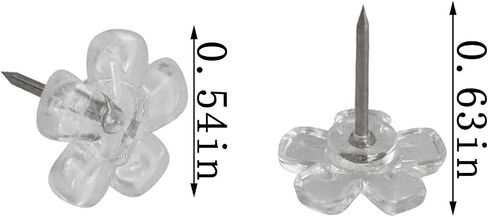 Push Pin yyangz 100PCS Transparent Plum Flower Flat Push Pins, Clear Plastic Decorative Flower Pushpins for Wall Hangings, Cork Board, Bulletin Board, Thumb Tack in Saudi Arabia