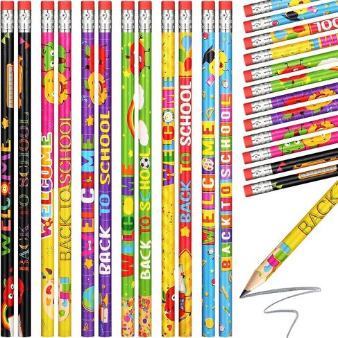 60 Pcs Welcome Back to School Pencils First Day School Pencils Holiday Pencils Inspirational Pencils HB Pencils Eraser Exams School Stationery Party Reward Supplies, Classroom Reward Black in Saudi Arabia