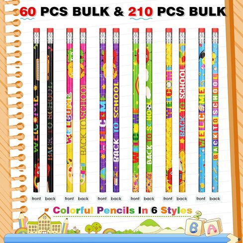 60 Pcs Welcome Back to School Pencils First Day School Pencils Holiday Pencils Inspirational Pencils HB Pencils Eraser Exams School Stationery Party Reward Supplies, Classroom Reward Black in Saudi Arabia