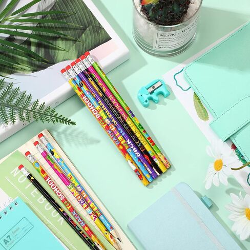 60 Pcs Welcome Back to School Pencils First Day School Pencils Holiday Pencils Inspirational Pencils HB Pencils Eraser Exams School Stationery Party Reward Supplies, Classroom Reward Black in Saudi Arabia