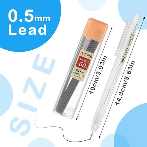 مجموعة أقلام رصاص ميكانيكية مبتكرة من TIESOME مكونة من 6 قطع، أقلام رصاص شفافة بقطر 0.5 مم مع 60 قطعة من الرصاص القابلة لإعادة التعبئة للفنانين الجماليين، مجموعة أقلام رصاص قابلة للسحب لكتابة الطلاب والصياغة والرسم والرسم in Kuwait
