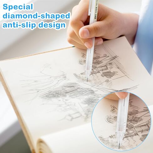 مجموعة أقلام رصاص ميكانيكية مبتكرة من TIESOME مكونة من 6 قطع، أقلام رصاص شفافة بقطر 0.5 مم مع 60 قطعة من الرصاص القابلة لإعادة التعبئة للفنانين الجماليين، مجموعة أقلام رصاص قابلة للسحب لكتابة الطلاب والصياغة والرسم والرسم in Kuwait