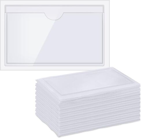 50 Pack Self Adhesive Index Card Pockets with Top Open for Loading, Clear Plastic Labels Holders for Organizing and Protecting Your Index Cards or Photos(1.2 x 3.35 Inches) in Saudi Arabia