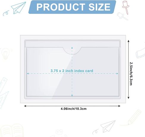 50 Pack Self Adhesive Index Card Pockets with Top Open for Loading, Clear Plastic Labels Holders for Organizing and Protecting Your Index Cards or Photos(1.2 x 3.35 Inches) in Saudi Arabia
