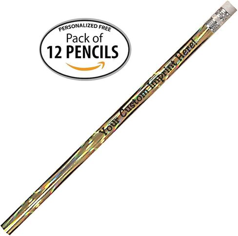 أقلام الرصاص المخصصة من Express Pencils - مستديرة - موضوع ليزر - مطبوعة خصيصًا برسالتك أو نصك أو شعارك 12 حزمة - ** تخصيص مجاني ** فكرة هدية رائعة (ألوان متنوعة) in Kuwait