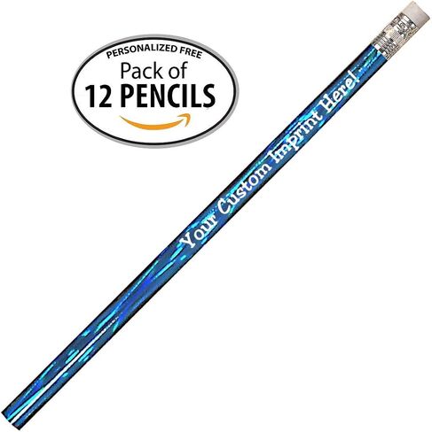 أقلام الرصاص المخصصة من Express Pencils - مستديرة - موضوع ليزر - مطبوعة خصيصًا برسالتك أو نصك أو شعارك 12 حزمة - ** تخصيص مجاني ** فكرة هدية رائعة (ألوان متنوعة) in Kuwait