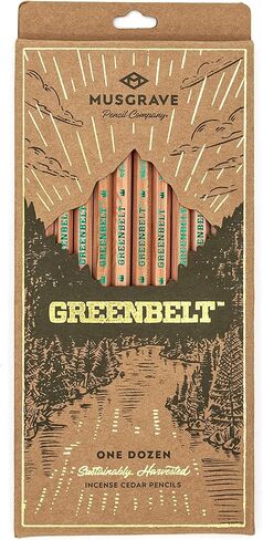 12 قلم رصاص غرين بيلت - قلم خشبي معتمد من مجلس رعاية الغابات (FSC)، 2 كور، شركة أقلام مسجريف رصاص، علبة ورقية غير مشحونة in Kuwait