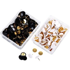 200 Pcs Colorful Push Pins Round Head Thumb Tacks Photos Wall Hanging Push Pins Corkboard Map Tacks Bulletin Board Pushpins for Home Office Black and White