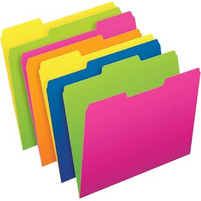 Pendaflex® Glow File Folders, Twisted Twin Tabs, 1/3 Cut, Letter Size, Assorted Colors, Pack Of 24 in Saudi Arabia