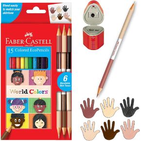 Faber-Castell World Colors How to Draw Faces Kit - Learn to Draw Portraits for Beginners - 40 Piece Skin Tone Coloring Pencils and Paper Art Set