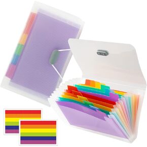 Mini Accordion File Organizer (7 inches * 4 inches) - 2 Pack 13 Pockets Expanding File Folders, Portable Receipt Organizer 100% Waterproof Plastic Receipt Organizer for Cards, Coupon, Receipt, Ticket in Saudi Arabia