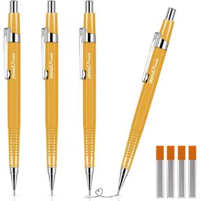Outus 4 Pack Mechanical Pencil Automatic Drafting Pencil Set Metal Drawing Pencils and 4 Retractable Automatic Drafting Pencils Refills for Drafting, Sketching, Illustration(Blue,0.7 mm)