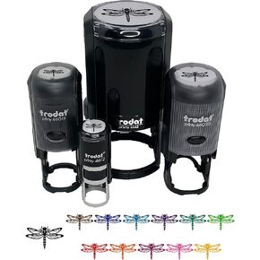 Dazzling Dragonfly Dasher Darner Insect Self-Inking Rubber Stamp Ink Stamper for Stamping Crafting Planners - 1 Inch Medium - Black Ink in Kuwait