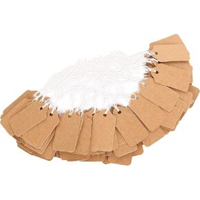 500 قطعة 1.38 × 0.71 بوصة كرافت علامات العلامات ، علامات السعر مع سلسلة مرنة ، علامات السعر للكتابة فارغة السعر علامات عرض لمتجر المجوهرات سعر العلامات العلامات الزينة المعلقة الملابس - بني in Kuwait