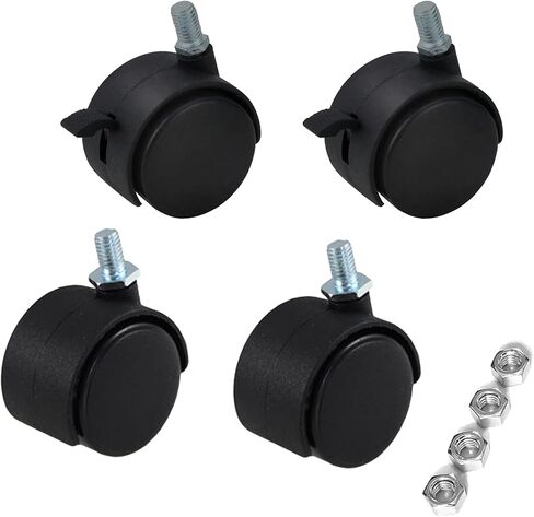 2" Office Chair Wheels Heavy Duty Replacement Set of 4, Mute Rubber Rotating Desk Chair Caster Wheels, Safe for All Floors Including Hardwood, Universal Standard Threaded Stem Size (5/16") Fits 99% in Saudi Arabia