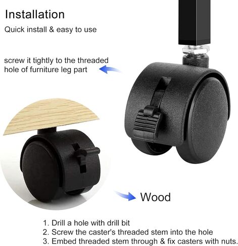 2" Office Chair Wheels Heavy Duty Replacement Set of 4, Mute Rubber Rotating Desk Chair Caster Wheels, Safe for All Floors Including Hardwood, Universal Standard Threaded Stem Size (5/16") Fits 99% in Saudi Arabia