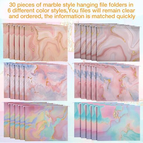 30 قطعة من مجلدات الملفات الرخامية المعلقة بحجم الرسائل، مجلدات ديكور معلقة مع عروات قابلة للتعديل، منظم ادراج خزانة الملفات للمكتب والادراج والخزانة in Kuwait