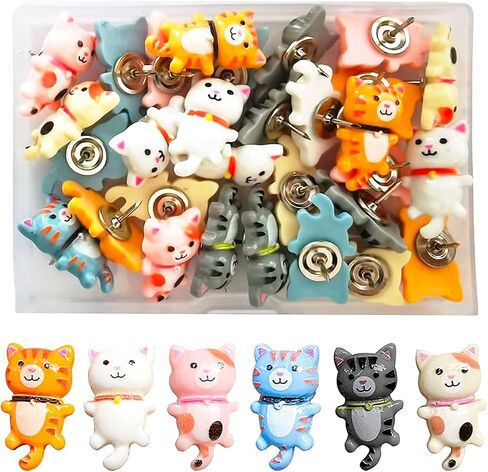 Cat Push Pins Decorative Cute Push Pin for Cork Board Bulletin Board 30 Pcs Cat Thumb Tacks for Wall Hanging Resin Pushpins for Photo Map Wall Home Office Supplies in Saudi Arabia