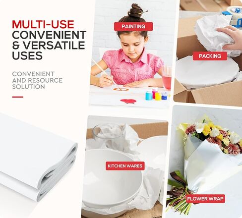 اوراق تغليف (~ 15 باوند حزمة بالجملة) مقاس ~ 27 انش × 17 انش، اوراق ورق غير مطبوعة للشحن ونقل اللوازم وحشو الصناديق وبطانة القفص وتغليف وحماية الاشياء الهشة - صنعت في الولايات المتحدة الامريكية in Kuwait