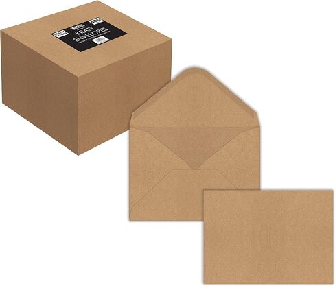 Better Office Products Kraft Mini Envelopes, 4" x 2.75", Strong 35 lb. Paper, Contoured Gummed Flap, Envelopes for Gift Cards, Business Cards, Flower Cards (100 Pack) in Kuwait