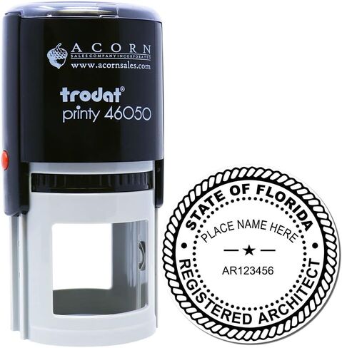 Professional Architect Stamp Florida - MaxLight Pre-Inked, Wet Architectural Stamp, Size 2" - Ideal for Florida Architects, FL Architect Stamp - Long-Lasting Stamp Solution - FL Professional Seal in Kuwait