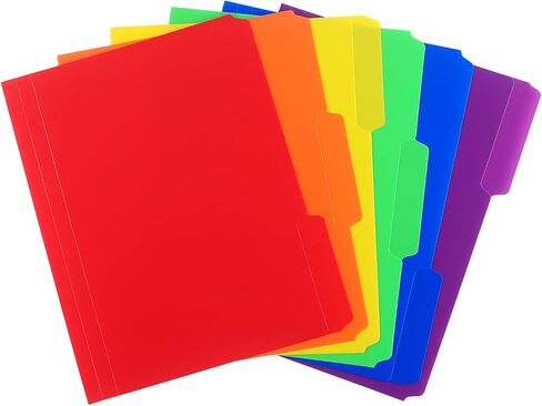 مجلدات ملفات بلاستيكية من البوليستر، مجلدات ملفات ملونة شديدة التحمل بعروة قص 1/3، حجم الرسائل، الوان متنوعة، 6 عبوات in Kuwait