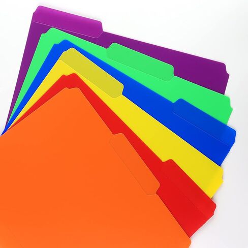 مجلدات ملفات بلاستيكية من البوليستر، مجلدات ملفات ملونة شديدة التحمل بعروة قص 1/3، حجم الرسائل، الوان متنوعة، 6 عبوات in Kuwait