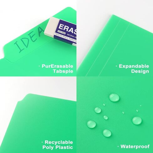 مجلدات ملفات بلاستيكية من البوليستر، مجلدات ملفات ملونة شديدة التحمل بعروة قص 1/3، حجم الرسائل، الوان متنوعة، 6 عبوات in Kuwait