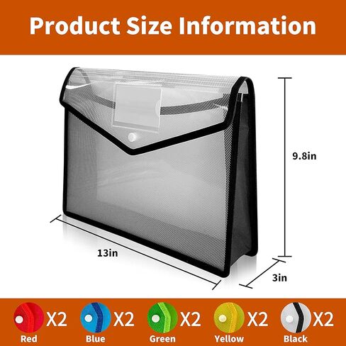 10 عبوات من مجلدات الملفات البلاستيكية B4، وأظرف بلاستيكية، ومجلد مستندات منظم الملفات الموسع مع زر إغلاق سريع وجيب للملصق، وحقيبة ملفات شفافة مقاومة للماء للوازم المكتبية المدرسية in Kuwait