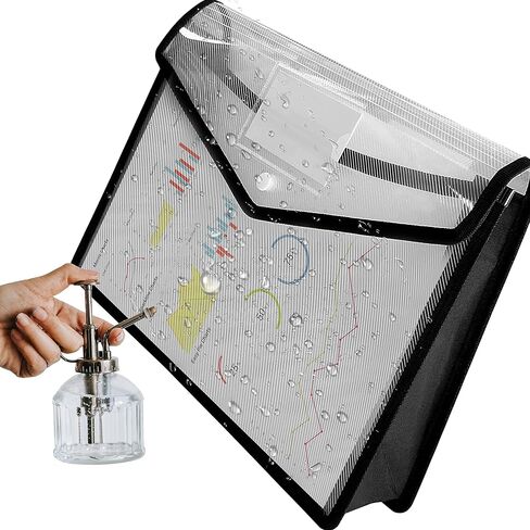 10 عبوات من مجلدات الملفات البلاستيكية B4، وأظرف بلاستيكية، ومجلد مستندات منظم الملفات الموسع مع زر إغلاق سريع وجيب للملصق، وحقيبة ملفات شفافة مقاومة للماء للوازم المكتبية المدرسية in Kuwait