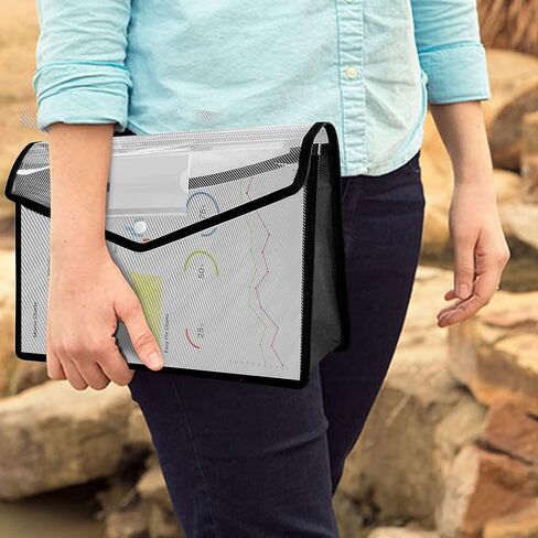 10 عبوات من مجلدات الملفات البلاستيكية B4، وأظرف بلاستيكية، ومجلد مستندات منظم الملفات الموسع مع زر إغلاق سريع وجيب للملصق، وحقيبة ملفات شفافة مقاومة للماء للوازم المكتبية المدرسية in Kuwait