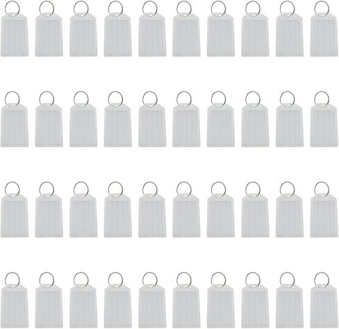 40 قطعة من علامات التسمية الشفافة القابلة للطي مقاس 5.7 × 3 سم من البلاستيك لبطاقات تعريف الأمتعة مع حلقات مفاتيح، أبيض in Saudi Arabia