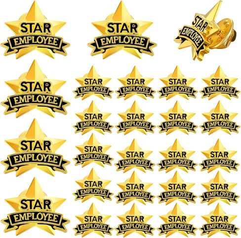 Zeyune 24 Pieces Employee of The Month Lapel Pin 3/4 Inch Award Appreciate Pin Star Employee Lapel Pin Recognition Lapel Pins to Reward Any Employee The Month Corporate Pin for Employees in Saudi Arabia