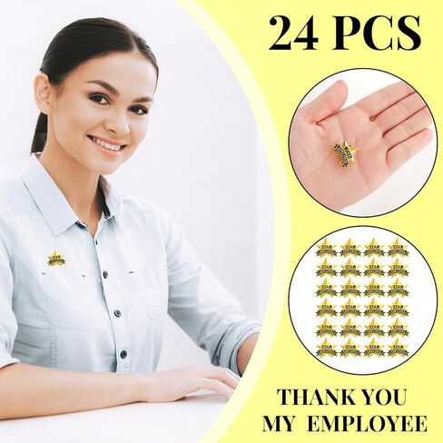 Zeyune 24 Pieces Employee of The Month Lapel Pin 3/4 Inch Award Appreciate Pin Star Employee Lapel Pin Recognition Lapel Pins to Reward Any Employee The Month Corporate Pin for Employees in Saudi Arabia