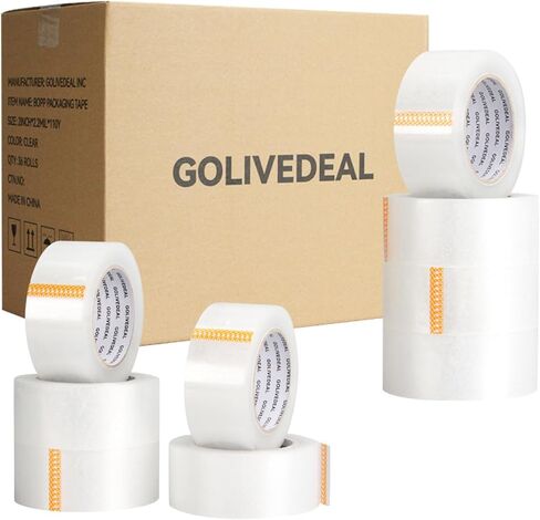 GOLIVEDEAL Clear Packing Tape (36 Rolls), Heavy Duty Packing Tape for Shipping, Packaging, Moving, Sealing. The Shipping Tape is 2.2mil Thick, 2" Wide, 110 Yards Per Roll, 3960 Total Yards in Saudi Arabia