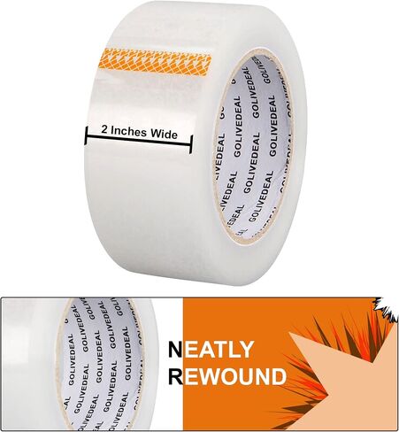 GOLIVEDEAL Clear Packing Tape (36 Rolls), Heavy Duty Packing Tape for Shipping, Packaging, Moving, Sealing. The Shipping Tape is 2.2mil Thick, 2" Wide, 110 Yards Per Roll, 3960 Total Yards in Saudi Arabia