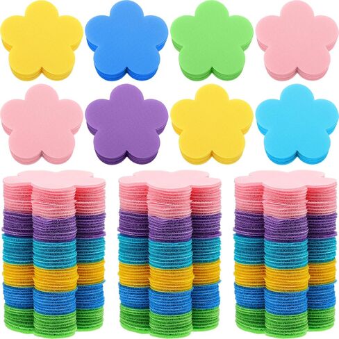Perkoop 100 Pcs Flower Fish Carpet Markers 6 Colors Hook and Loop Spot Markers Sticky Carpet Markers for Classroom Kindergarten Preschool Must Haves Floor Dots Teacher Supplies (Flower) in Kuwait