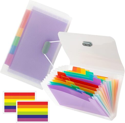 Mini Accordion File Organizer (7 inches * 4 inches) - 2 Pack 13 Pockets Expanding File Folders, Portable Receipt Organizer 100% Waterproof Plastic Receipt Organizer for Cards, Coupon, Receipt, Ticket in Saudi Arabia