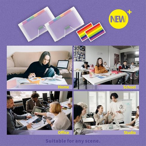 Mini Accordion File Organizer (7 inches * 4 inches) - 2 Pack 13 Pockets Expanding File Folders, Portable Receipt Organizer 100% Waterproof Plastic Receipt Organizer for Cards, Coupon, Receipt, Ticket in Saudi Arabia