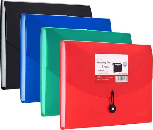 4 Pack Expanding File Folders with 6 Pockets, A4 Letter Size Accordion File Folders, Paper Plastic Filling Folders with Snap Closure Subject Document Organizer for School Home & Office in Kuwait