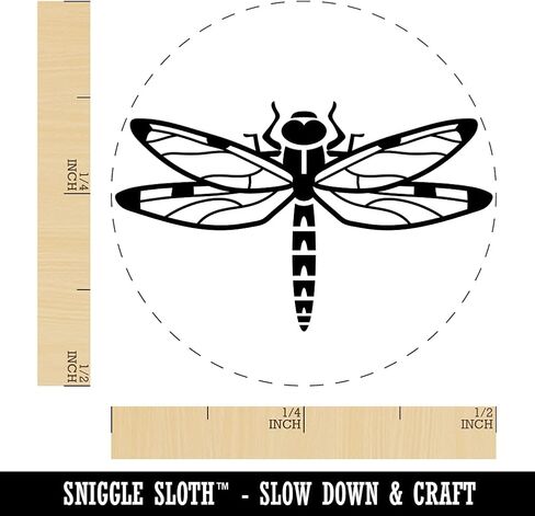Dazzling Dragonfly Dasher Darner Insect Self-Inking Rubber Stamp Ink Stamper for Stamping Crafting Planners - 1 Inch Medium - Black Ink in Saudi Arabia