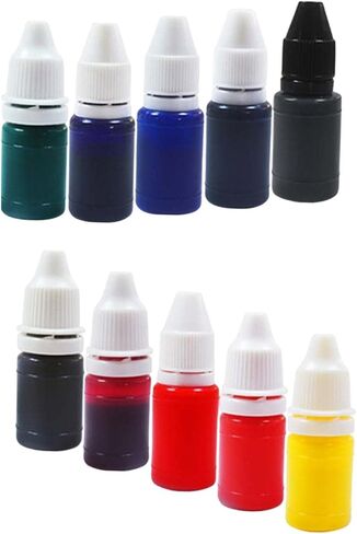 10 قطع من شامبونا 7 مل حبر إعادة تعبئة الطوابع الفاخرة، برتقالي، أخضر، أزرق، بني، وردي، أصفر، أرجواني، أسود اللون الخشبي in Kuwait