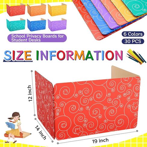 Jetec 30 Pcs Privacy Boards for Student Desks Classroom Privacy Boards for Desks Colored Desk Divider Testing Dividers Desk Partition Trifold Panels Study Carrel for Study Teacher Classroom Office in Saudi Arabia