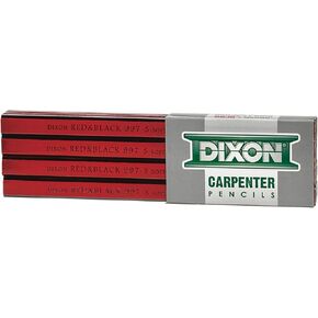 DIXON Industrial Carpenter Pencils, Hard Graphite Core, Red/Black, 7", 12-Pack (19973)