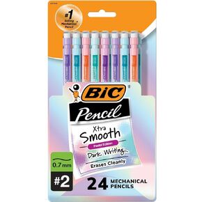 BIC® Xtra-Smooth Mechanical Pencils, Medium Point, 0.7 mm, 2 Lead, Assorted Pastel Barrel Colors, Pack Of 24 Pencils in Kuwait
